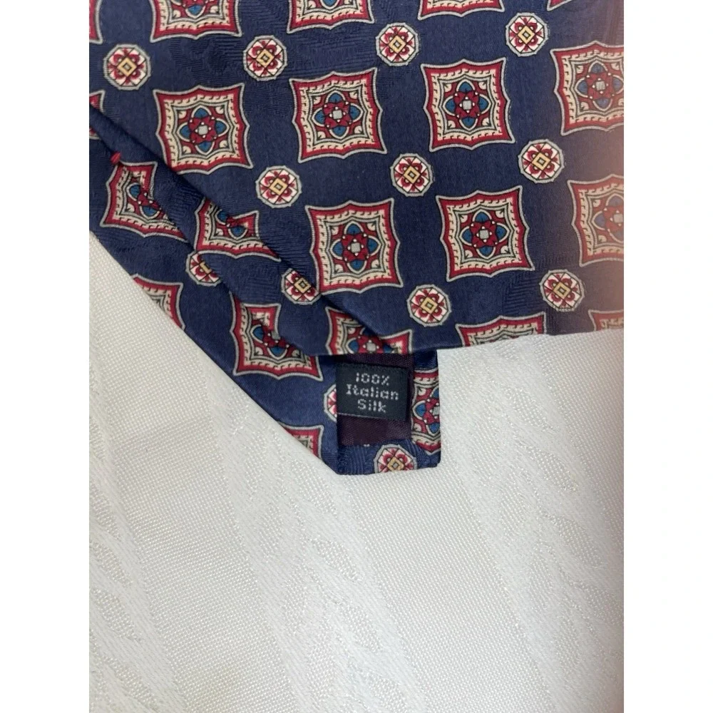 Stafford 100% Italian‎ Silk Executive Necktie- 57 x 4- Blue Red Tan